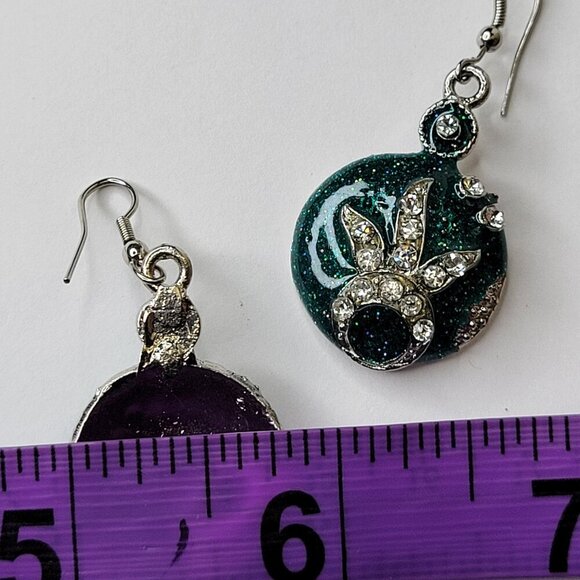 Blue Teal Small Round Earrings - Picture 5 of 7